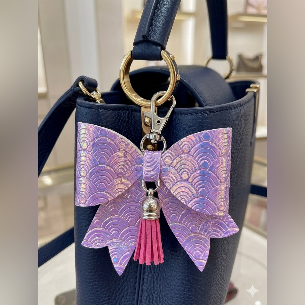 Pink Iridescent and Tassel Bag Charm Key Chain